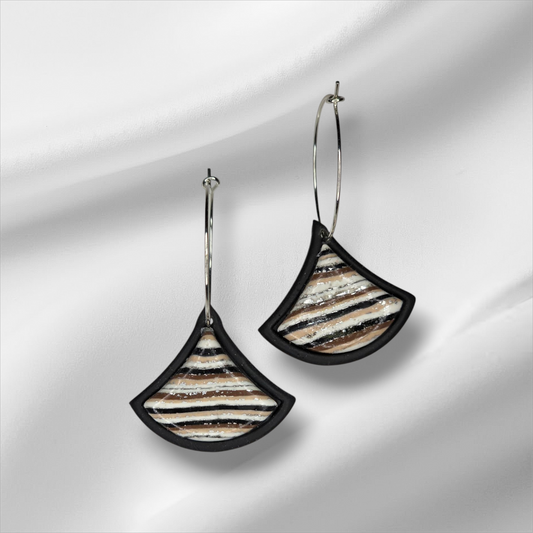 Geometric Embedded Black And Neutral Earrings